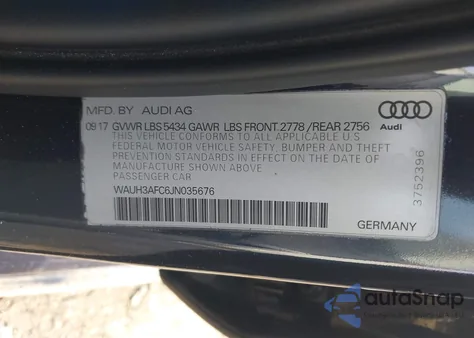 2018 Audi A6 3.0T Premium z USA, uszkodzony, nr VIN WAUH3AFC6JN035676